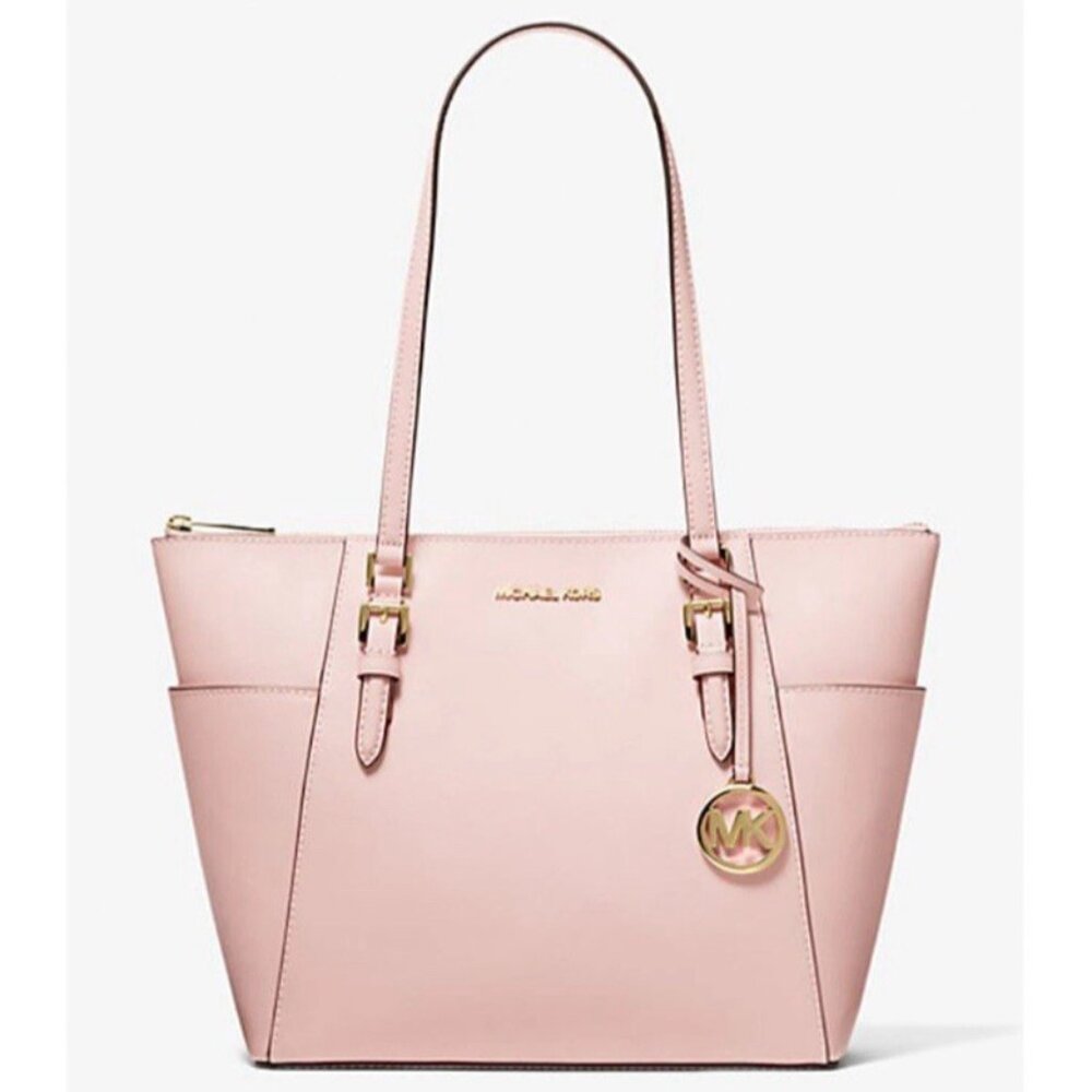 New Michael Kors Charlotte Large Shoulder Tote Saffiano Leather Powder Blush